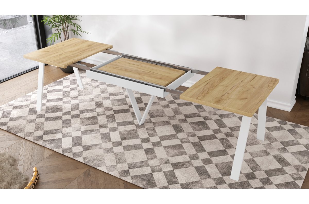 AVERY Gold Craft oak/white bottom - EXTENDABLE/INDUSTRIAL TABLE FOR LIVING ROOM/DINING ROOM - 2 SIZES! - Image 5