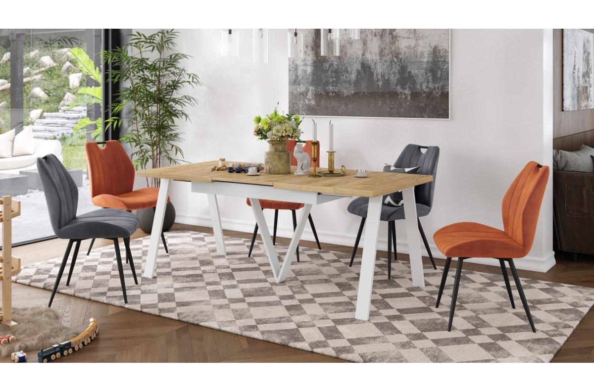 AVERY Gold Craft oak/white bottom - EXTENDABLE/INDUSTRIAL TABLE FOR LIVING ROOM/DINING ROOM - 2 SIZES! - Image 6