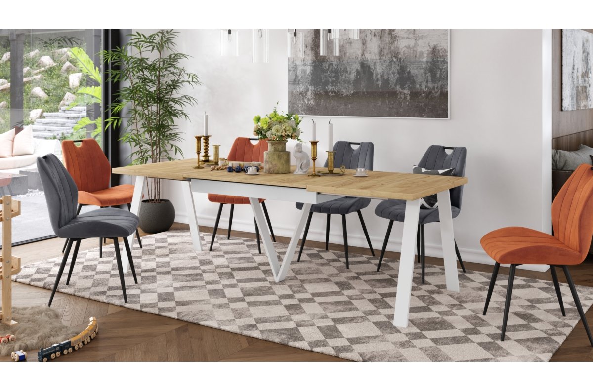 AVERY Gold Craft oak/white bottom - EXTENDABLE/INDUSTRIAL TABLE FOR LIVING ROOM/DINING ROOM - 2 SIZES! - Image 7