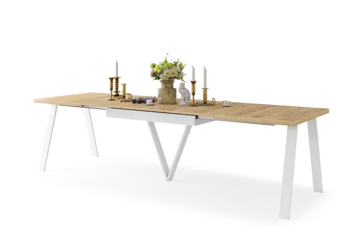 AVERY Gold Craft oak/white bottom - EXTENDABLE/INDUSTRIAL TABLE FOR LIVING ROOM/DINING ROOM - 2 SIZES!