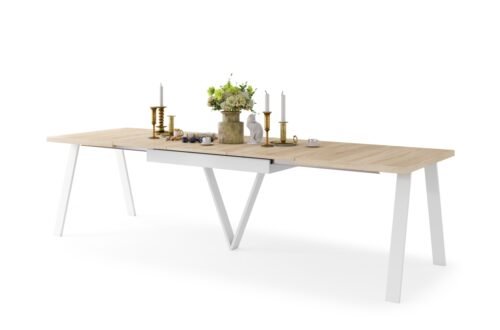 AVERY Sonoma oak/white bottom – EXTENDABLE/INDUSTRIAL TABLE FOR LIVING ROOM/DINING ROOM – 2 SIZES!