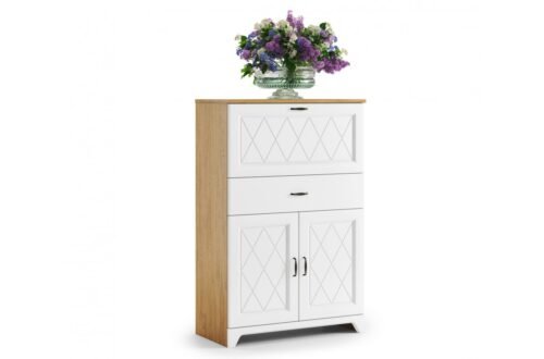 PROVENZA KD2SZ1+1 Bar, stone oak/matte white – CABINET WITH LARGE DRAWER, RETRO STYLE DRAWERS