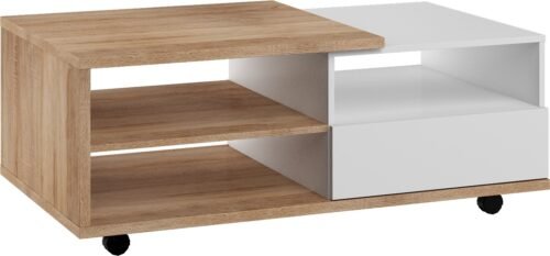 HYBRID 12-drawer coffee table, Sonoma oak, white glossHYBRID