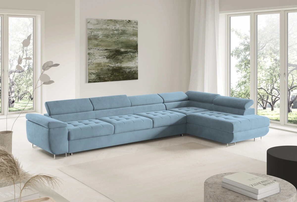 Corner sofa bed with headrests 155 XL Benjamin Gr1