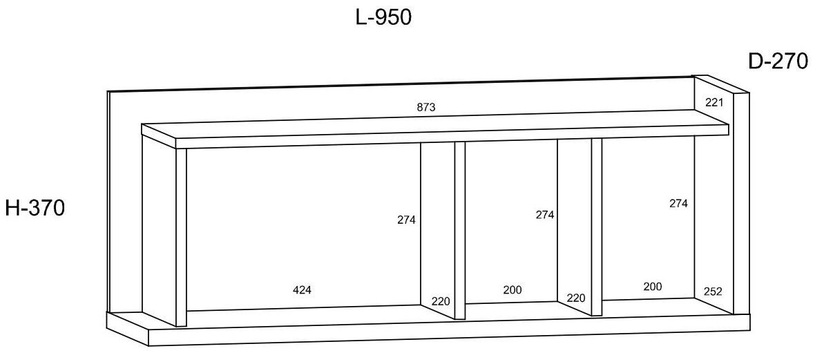 BOX 04 furniture wall bookshelf, oak imitation, black - Image 2