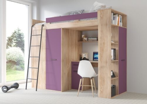 RAVENA L mezzanine without mats. Sonoma/purple