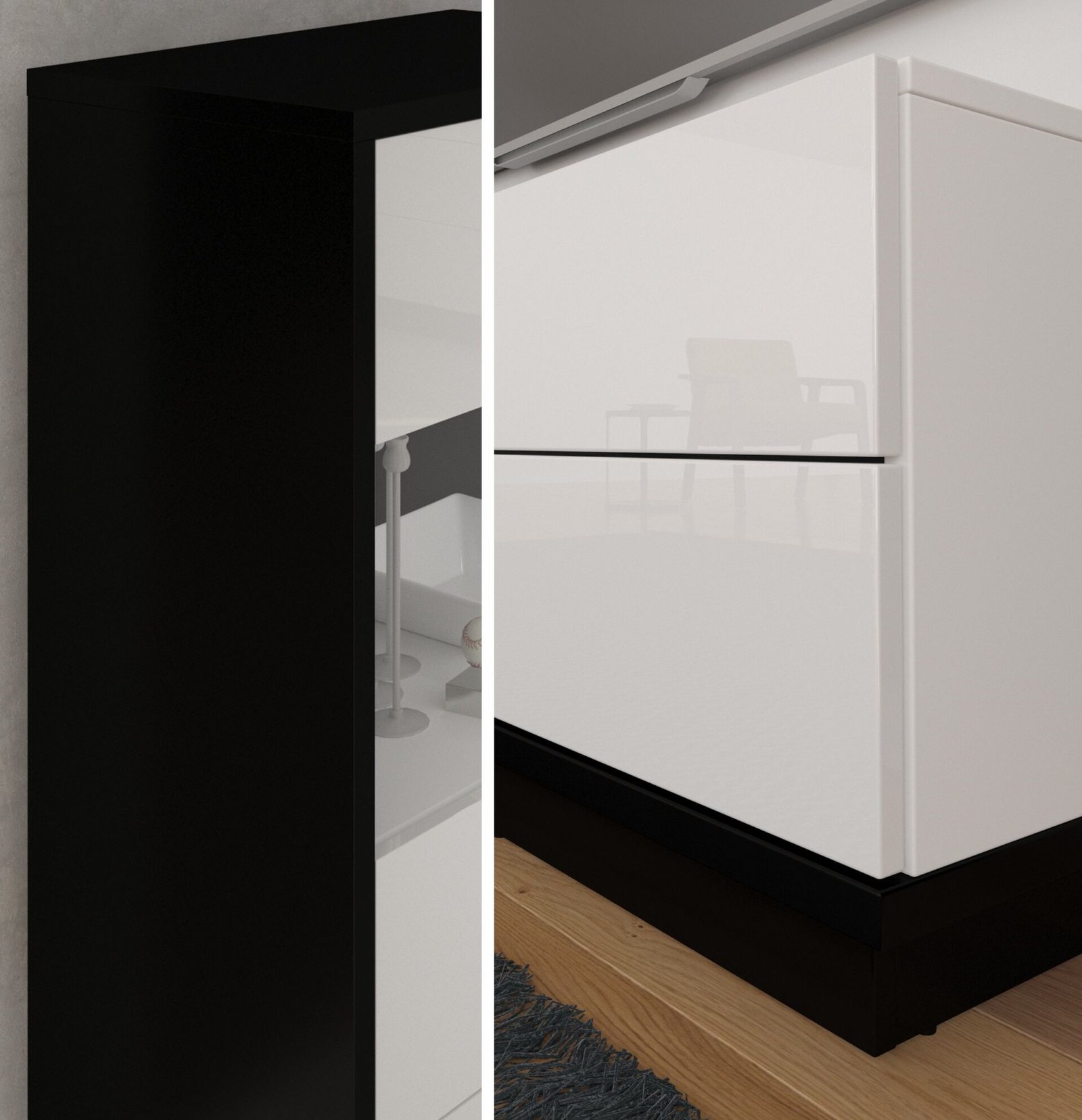 HYBRID #1 living room furniture, TV cabinet, shelf, black and white glossyHYBRID - Image 2