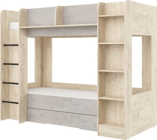 Children’s bunk bed for youth, for 2 persons, 80×200, EVEST, edges, concrete, size