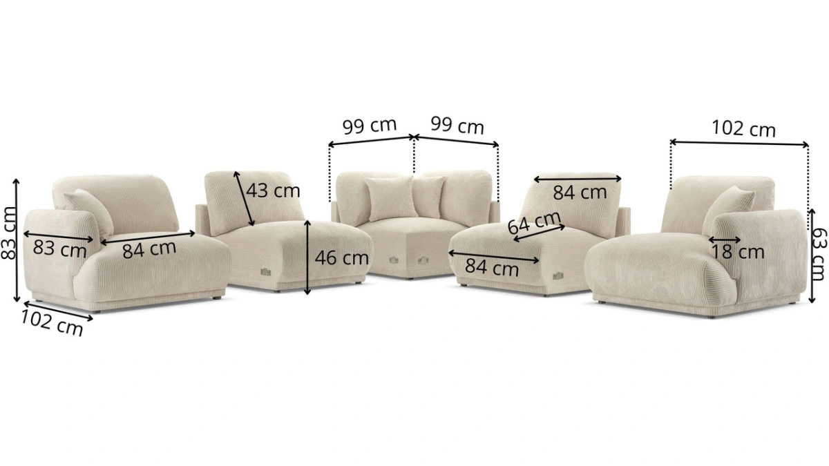 Chacco fixed corner sofa B+1+R+1+B - Image 3