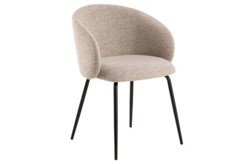 CLARA Latte Beige (Monza 60 fabric) / black legs – MODERN CONDITION UPHOLSTERED CHAIR FOR LIVING ROOM, DINING ROOM, OFFICE