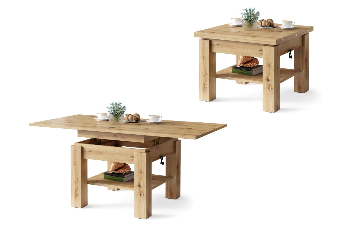 CLEO Artisan Oak - Coffee table with extendable and liftable tabletop