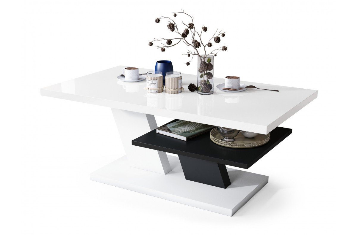CLIFF glossy white/black - MODERN COFFEE TABLE
