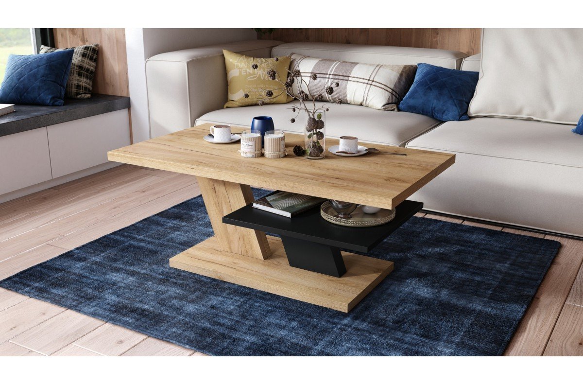 CLIFF MAT Craft Oak Gold/Black - MODERN COFFEE TABLE - Image 2
