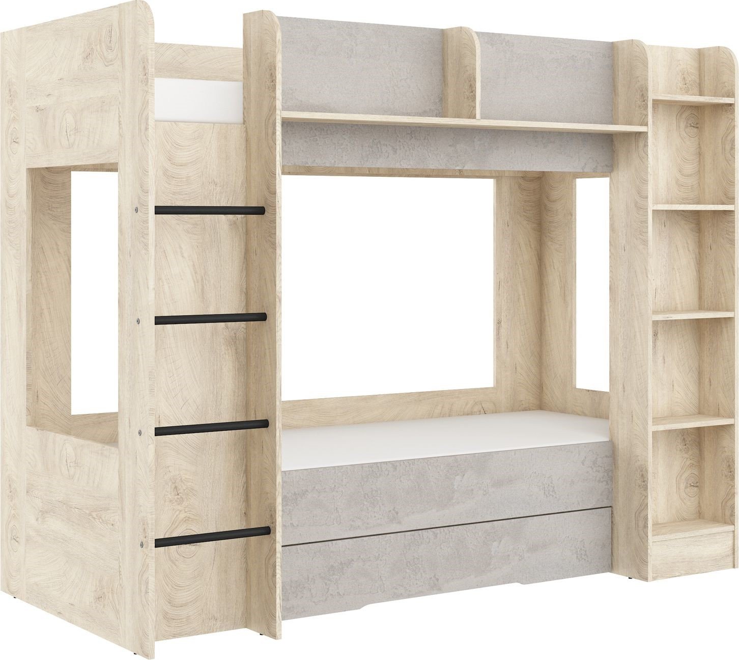 Children's bunk bed for youth, for 2 persons, 80x200, EVEST, edges, concrete, size - Image 2