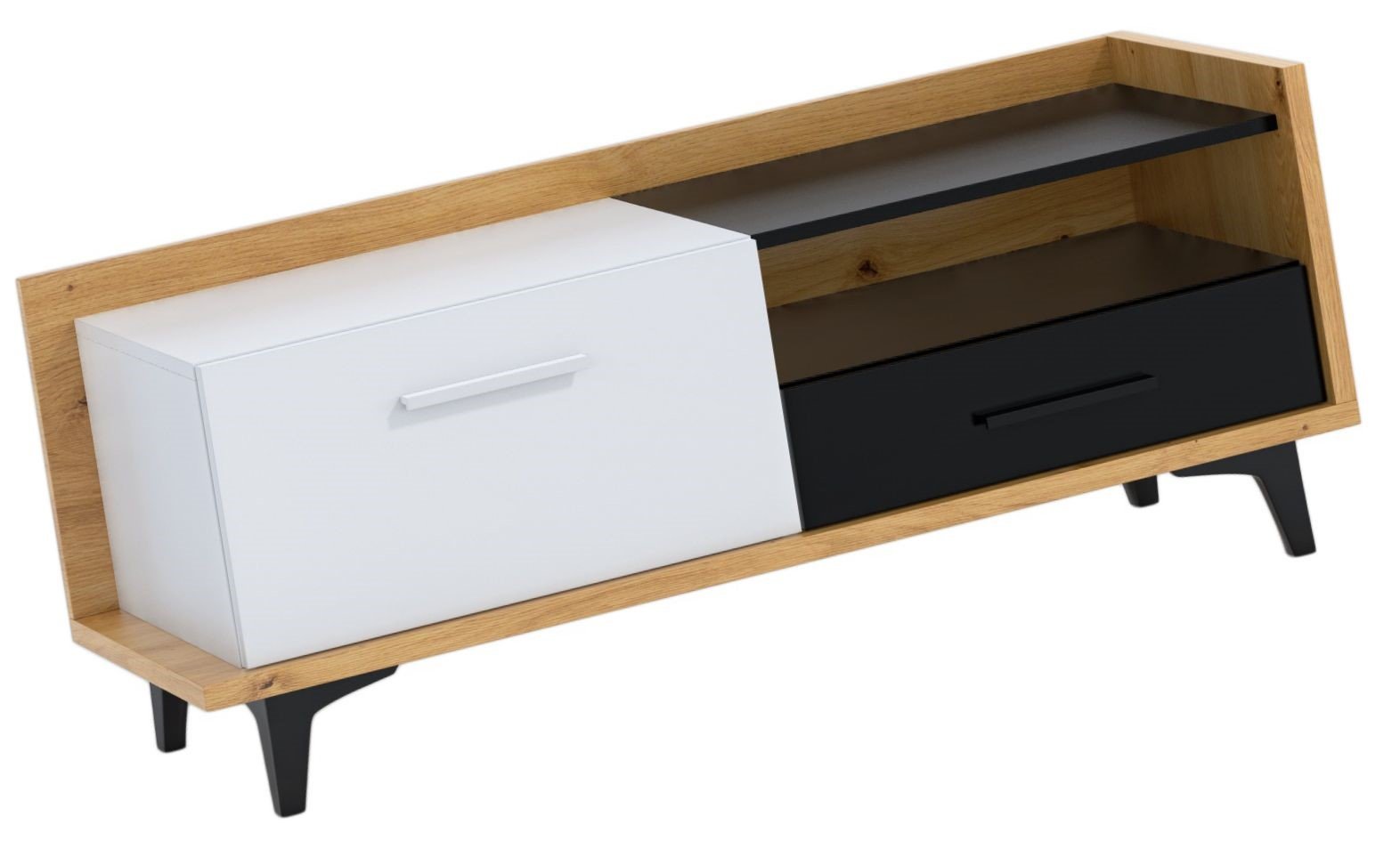 BOX 08 furniture, small chest of drawers, table, TV cabinet with drawer, artisan, white, black - Image 3