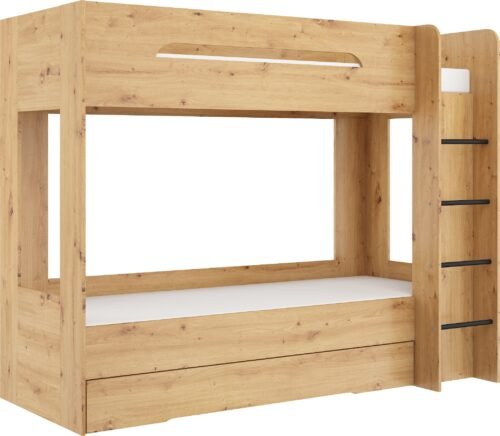 Bunk bed for children or youth, 80×200, BLIN, oak imitation, artistic pattern