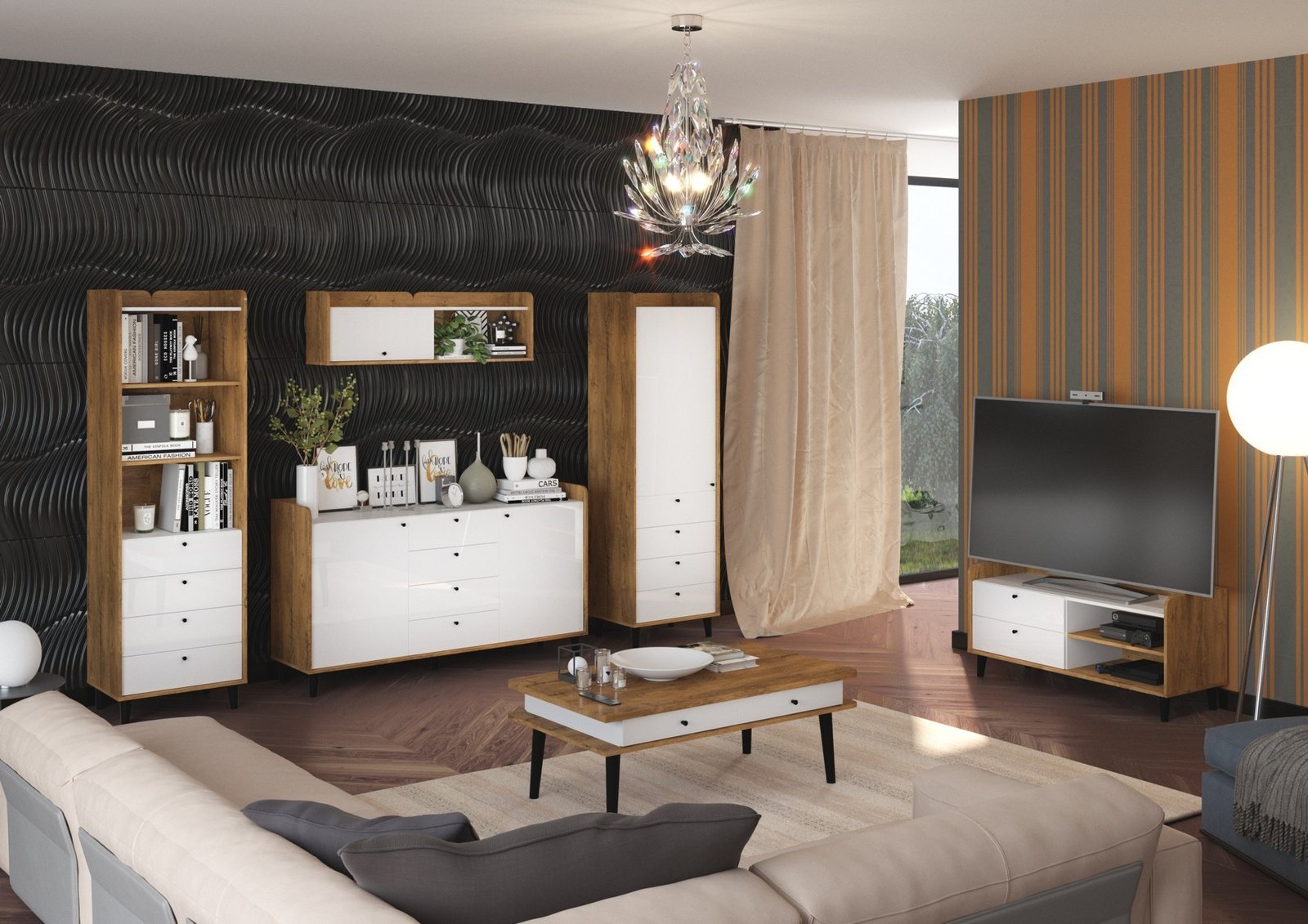 DOLCE furniture #3 living room set with wall cabinet