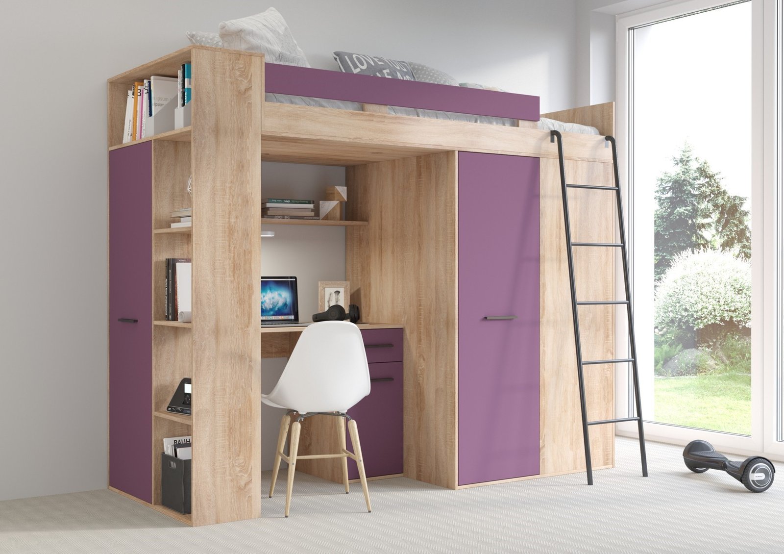 RAVENA P mezzanine without mats. Sonoma/purple