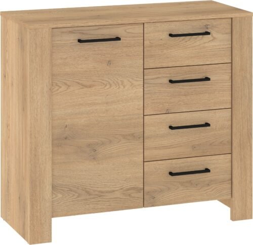 SLIDE 02 chest of drawers with doors for living room, cremona oak