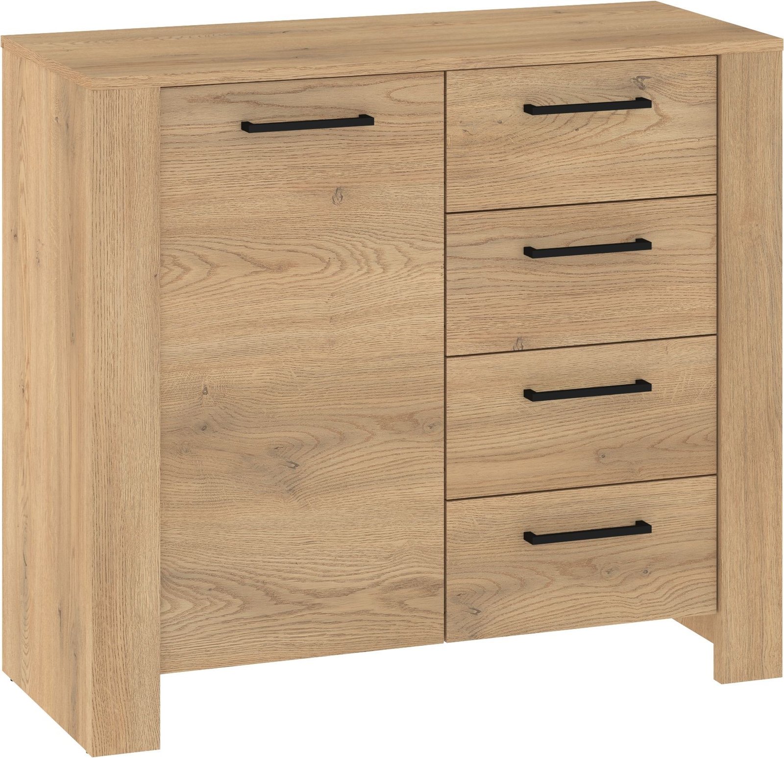 SLIDE 02 chest of drawers with doors for living room, cremona oak