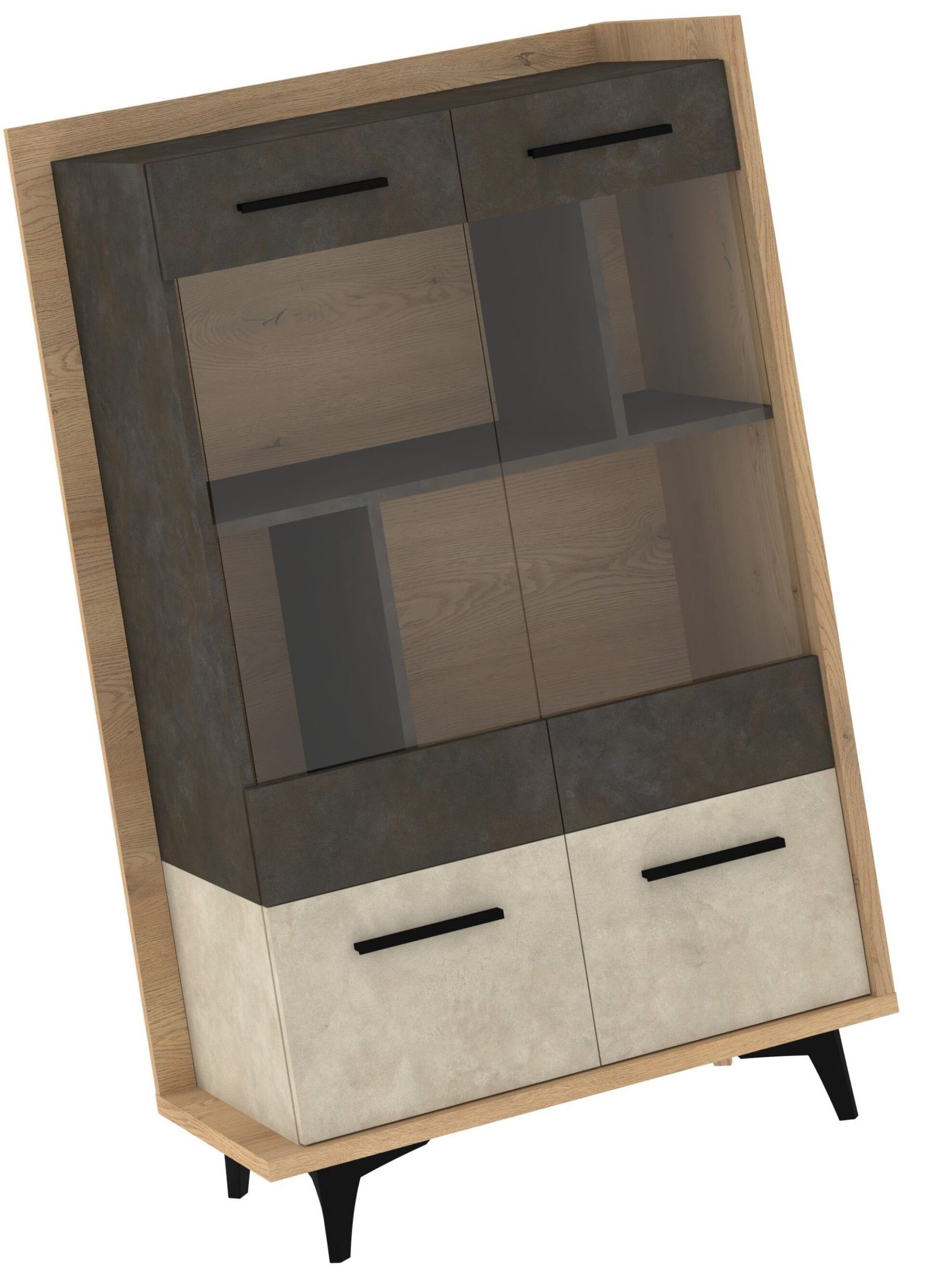 BOX 12 furniture, low living room display cabinet with doors, Cremona oak, Granada almond - Image 3