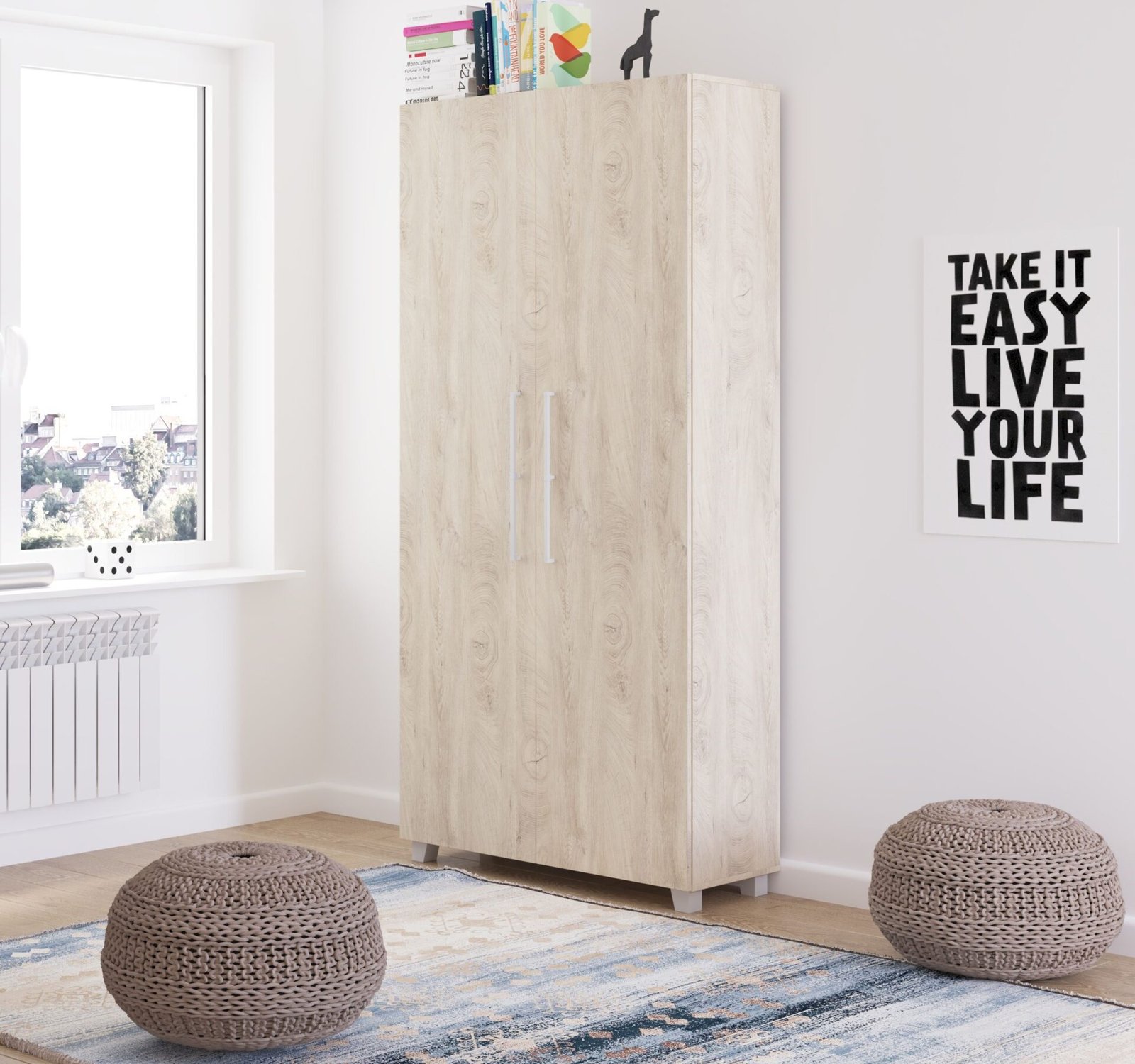 Vertical wall bed TEDDY 90, oak imitation - Image 2