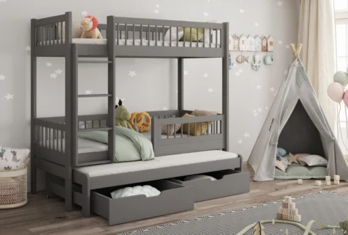 EVAN triple bunk bed with drawers 80×181 cm