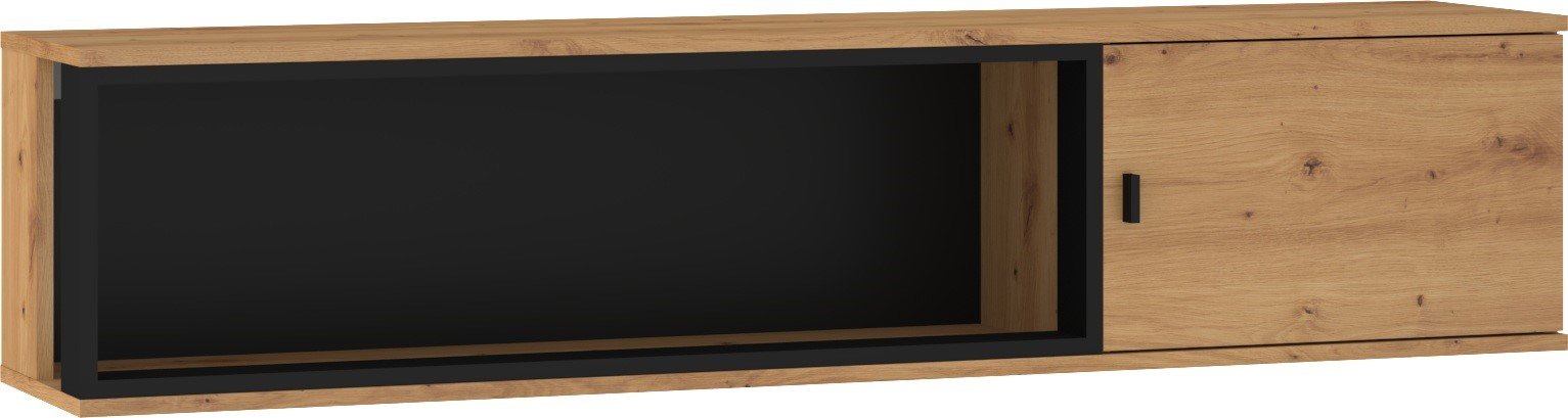 VEGAS 16 furniture, wall shelf, loft cabinet, oak, black