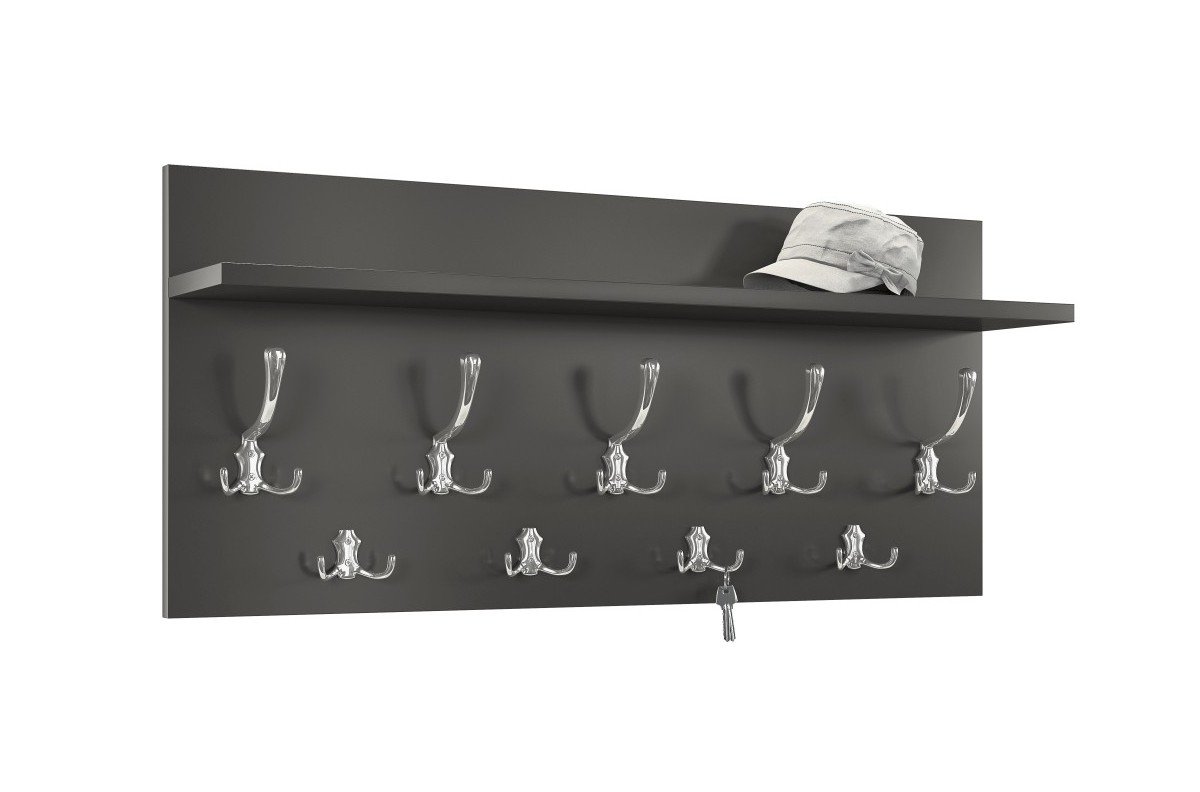 FINLO anthracite/glossy chrome handles - MODERN WALL HANGING WITH SHELF FOR CORDIUM 90 and 70 cm