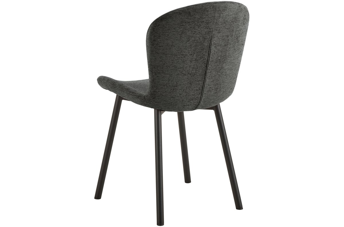 FIORA dark grey (Apia 458 fabric) / black frame - MODERN CHENILLE UPHOLSTERED LIVING ROOM CHAIR - Image 2