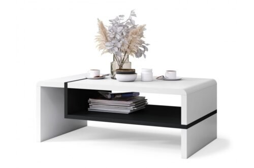 FOLK white/black – MODERN coffee table with shelf
