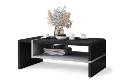 FOLK black/millennium concrete – MODERN coffee table with shelf