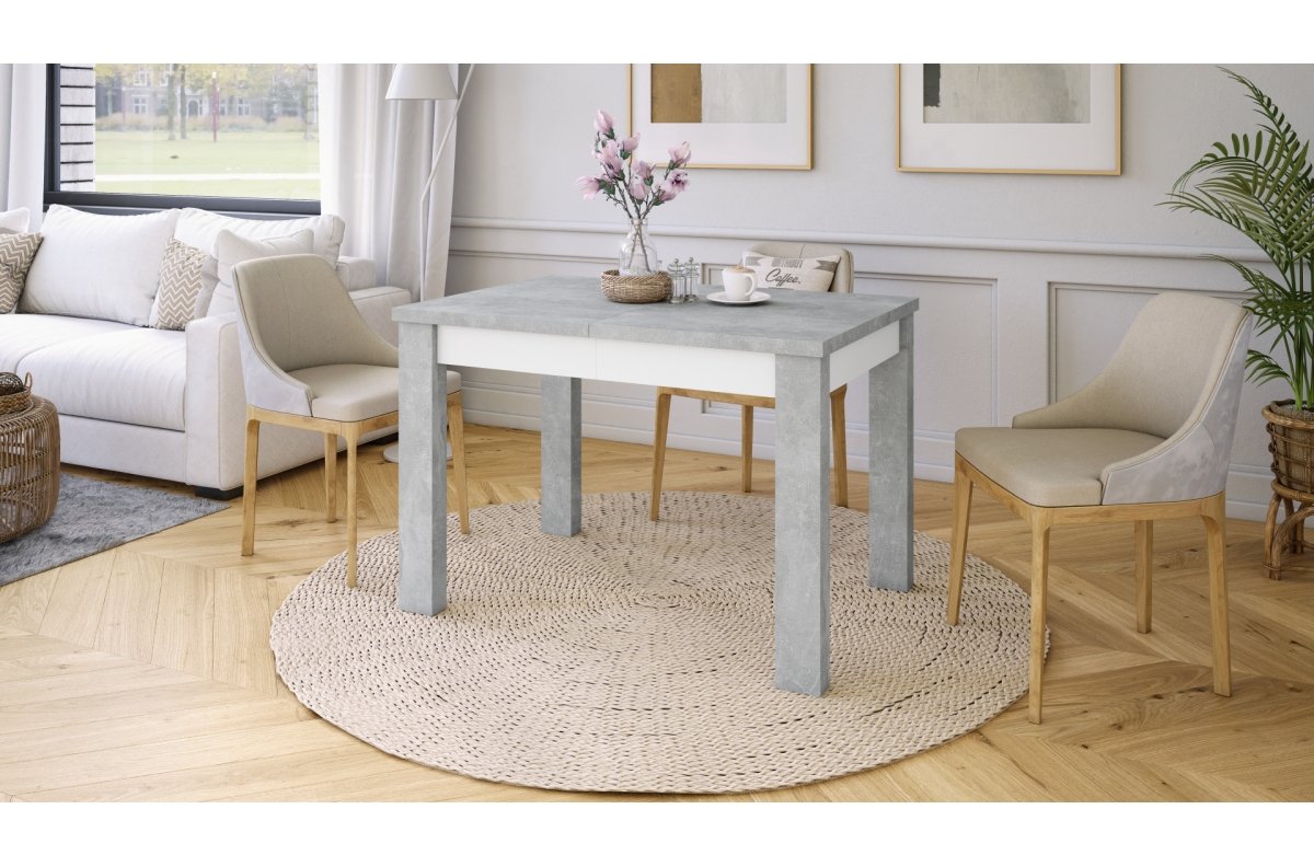 FONTE Light Concrete Atelier / Matte white - CLASSIC KITCHEN/LIVING ROOM TABLE, EXTENDABLE TO 130 OR 155 CM! - Image 2