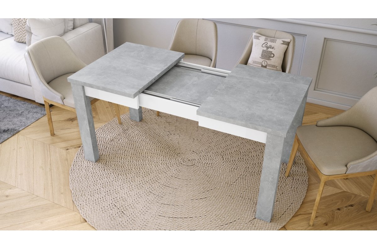FONTE Light Concrete Atelier / Matte white - CLASSIC KITCHEN/LIVING ROOM TABLE, EXTENDABLE TO 130 OR 155 CM! - Image 3