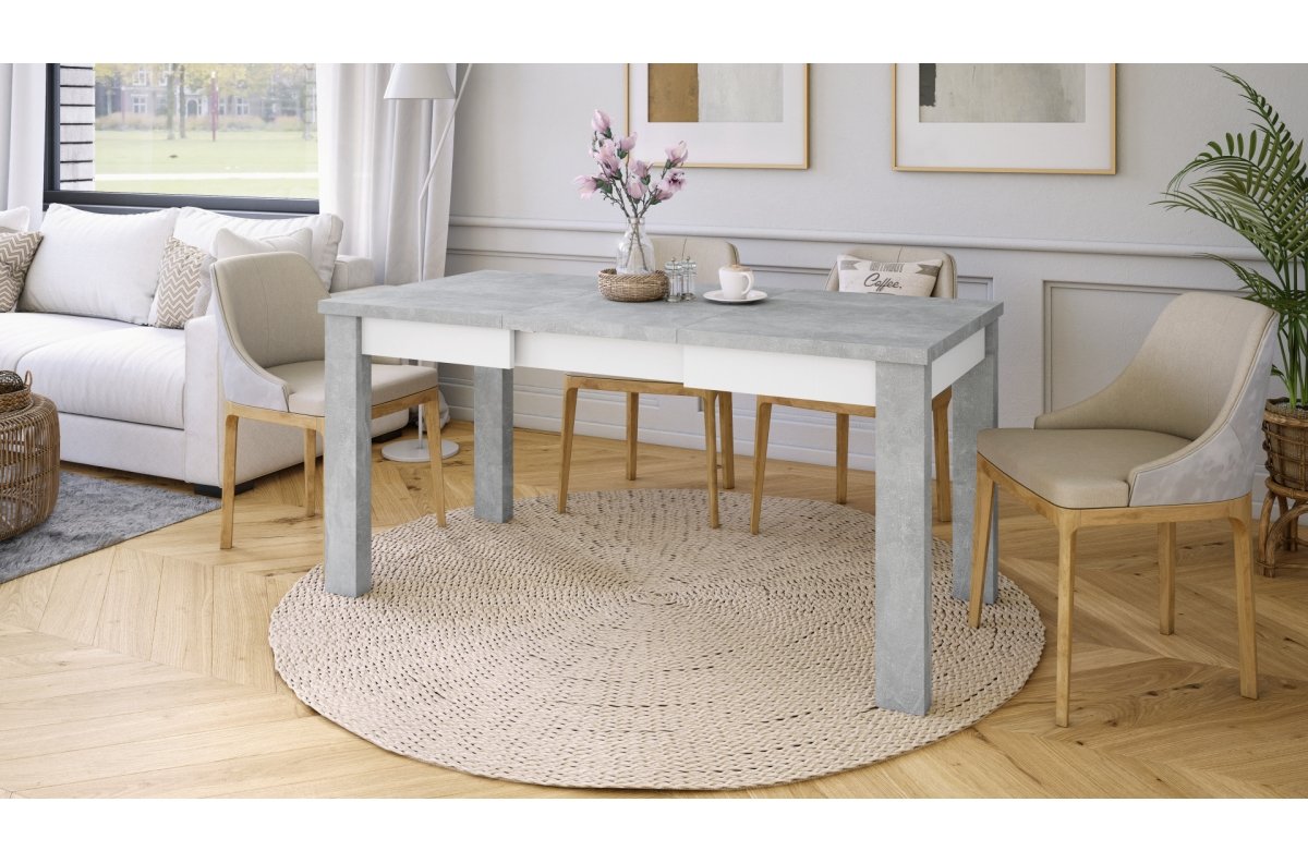 FONTE Light Concrete Atelier / Matte white - CLASSIC KITCHEN/LIVING ROOM TABLE, EXTENDABLE TO 130 OR 155 CM! - Image 4