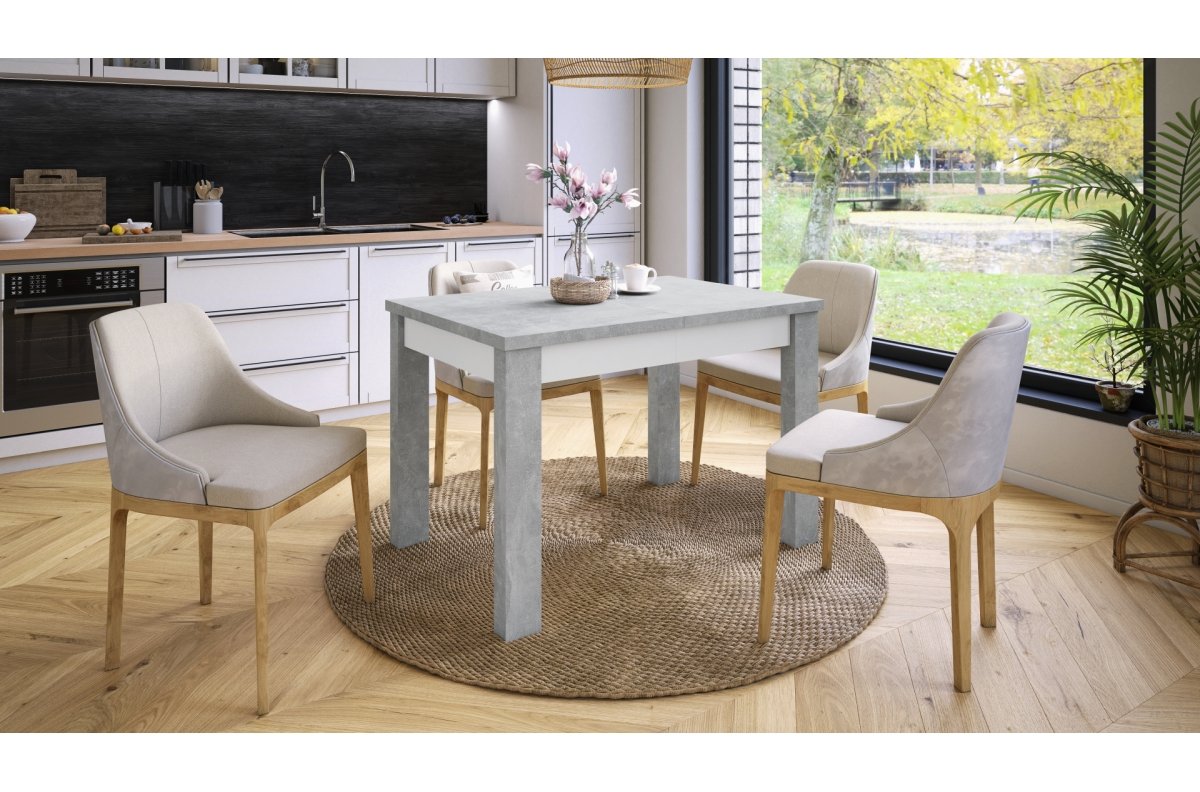FONTE Light Concrete Atelier / Matte white - CLASSIC KITCHEN/LIVING ROOM TABLE, EXTENDABLE TO 130 OR 155 CM! - Image 6