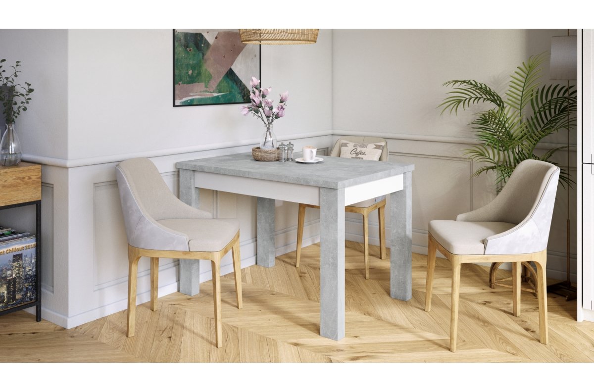 FONTE Light Concrete Atelier / Matte white - CLASSIC KITCHEN/LIVING ROOM TABLE, EXTENDABLE TO 130 OR 155 CM! - Image 7