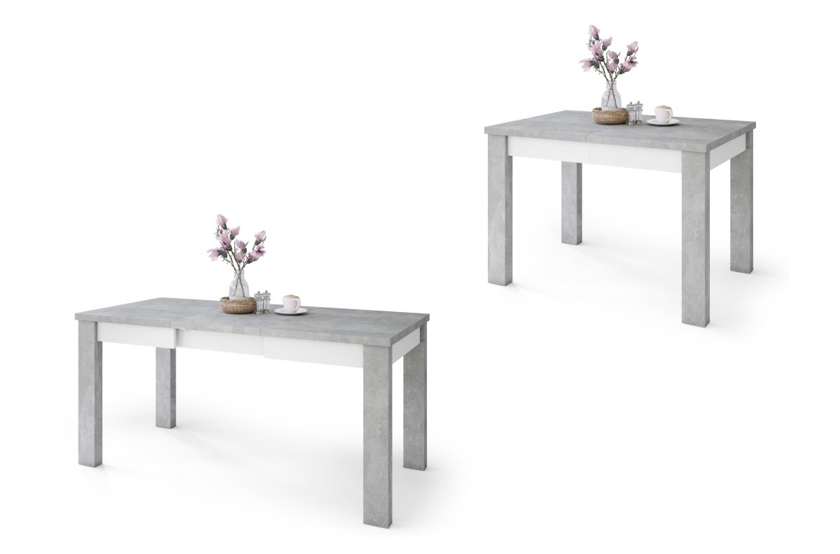 FONTE Light Concrete Atelier / Matte white - CLASSIC KITCHEN/LIVING ROOM TABLE, EXTENDABLE TO 130 OR 155 CM!