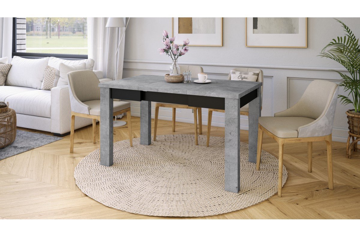 FONTE Millenium Concrete / Matte black - CLASSIC KITCHEN / LIVING ROOM TABLE, EXTENDABLE TO 130 OR 155 CM! - Image 2