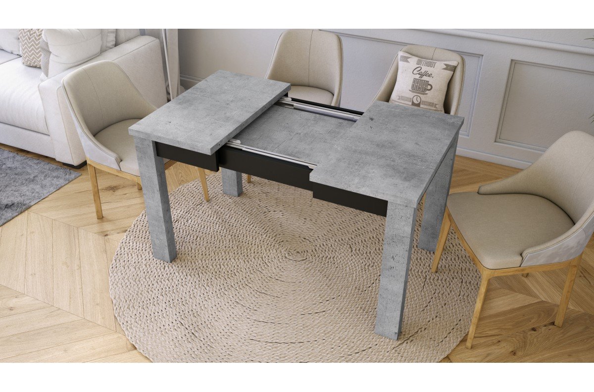 FONTE Millenium Concrete / Matte black - CLASSIC KITCHEN / LIVING ROOM TABLE, EXTENDABLE TO 130 OR 155 CM! - Image 3