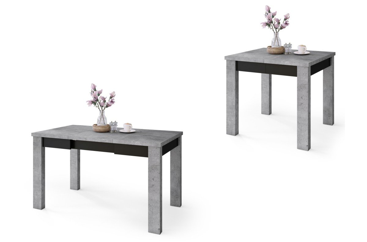 FONTE Millenium Concrete / Matte black - CLASSIC KITCHEN / LIVING ROOM TABLE, EXTENDABLE TO 130 OR 155 CM!