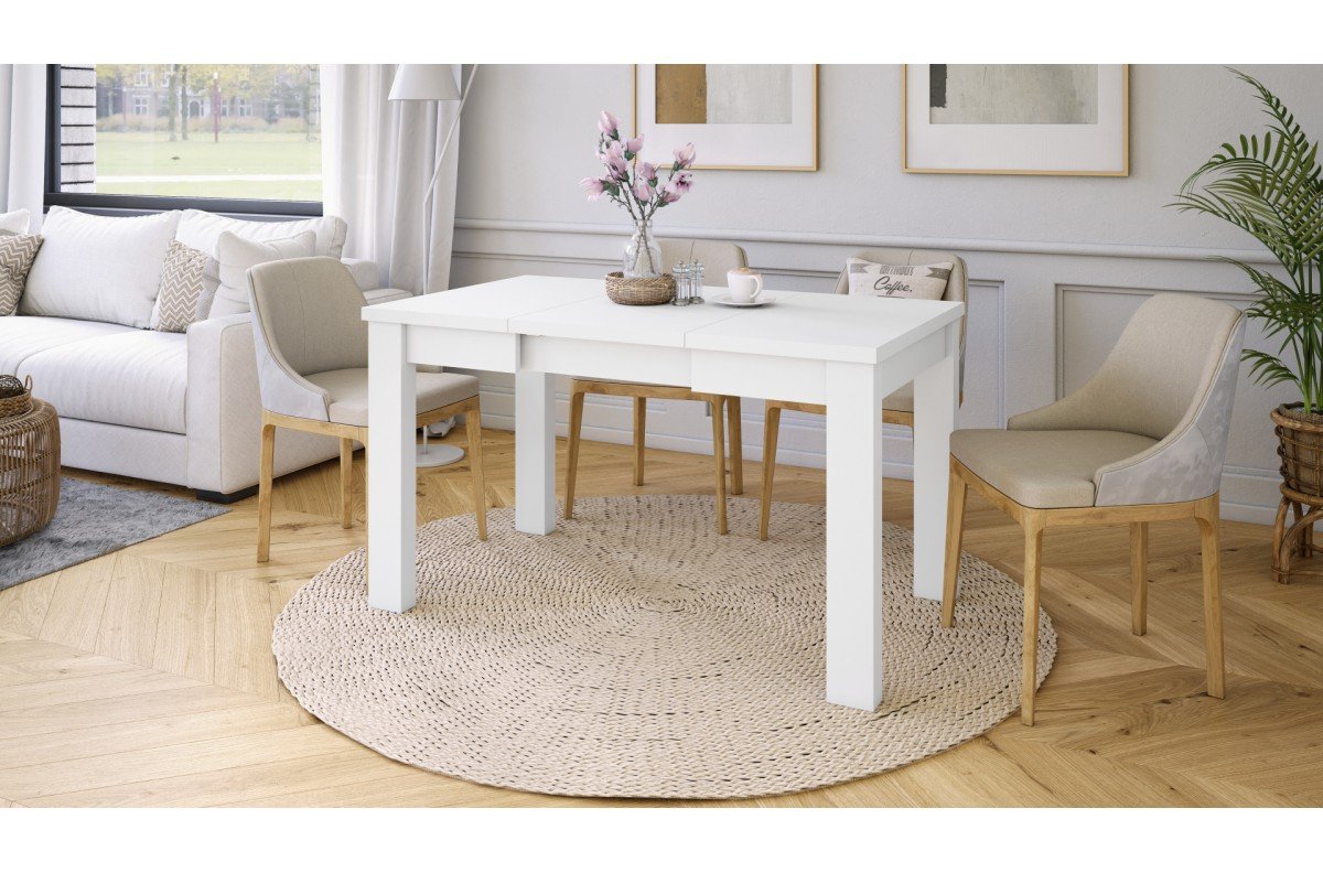 FONTE matte white - CLASSIC KITCHEN/LIVING ROOM TABLE, EXTENDABLE TO 130 or 155 cm! - Image 2