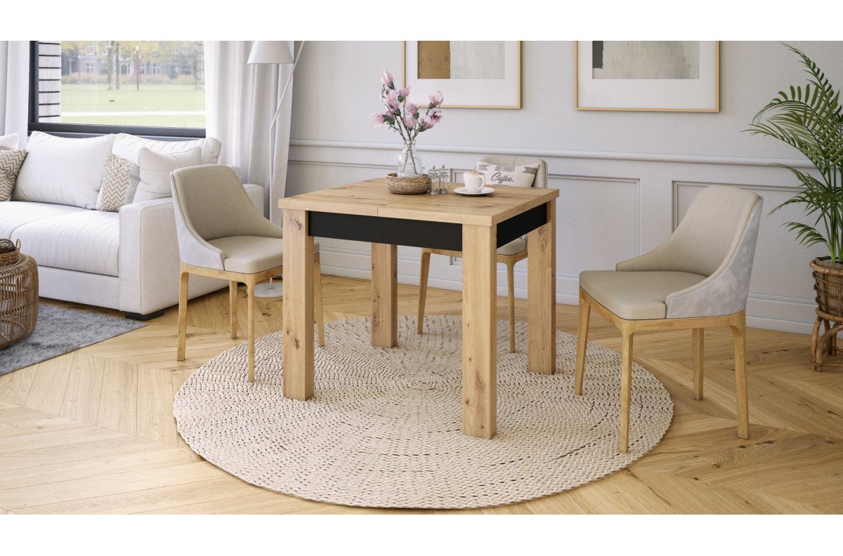 FONTE Artisan Oak / Matte Black - CLASSIC KITCHEN / LIVING ROOM TABLE, EXTENDABLE TO 130 OR 155 CM! - Image 4