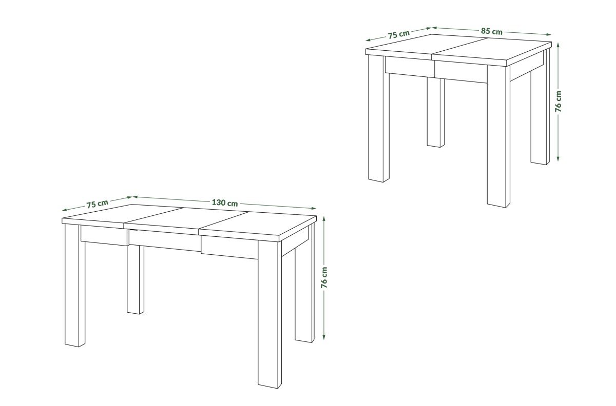 FONTE Artisan Oak / Matte Black - CLASSIC KITCHEN / LIVING ROOM TABLE, EXTENDABLE TO 130 OR 155 CM! - Image 5