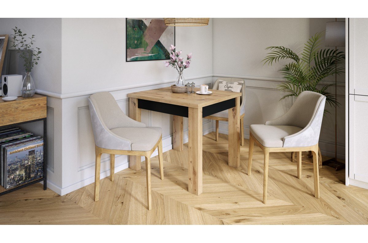 FONTE Artisan Oak / Matte Black - CLASSIC KITCHEN / LIVING ROOM TABLE, EXTENDABLE TO 130 OR 155 CM! - Image 6
