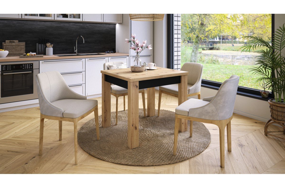 FONTE Artisan Oak / Matte Black - CLASSIC KITCHEN / LIVING ROOM TABLE, EXTENDABLE TO 130 OR 155 CM! - Image 7