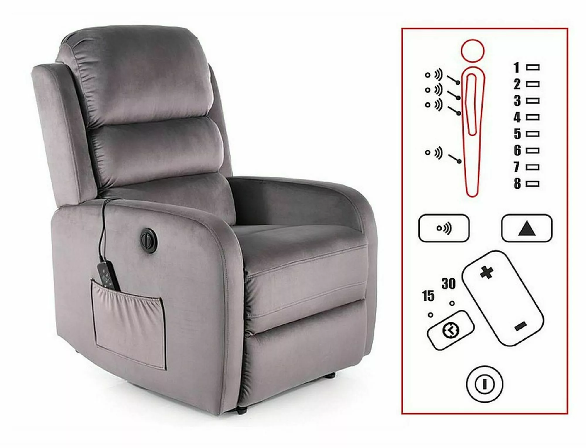 Pegaz M Velvet armchair with massage function PEGAZMVSZ - Image 7
