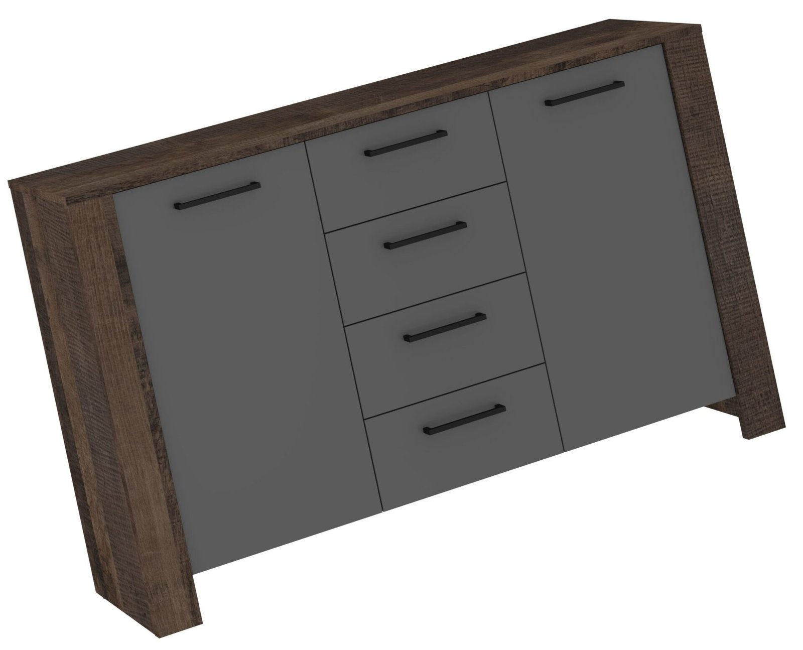 SLIDE 03 large chest of drawers with doors for the living room, oak and graphite color - Image 4