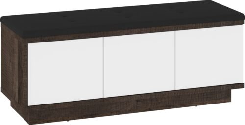 HYBRID 02 hallway cabinet with seat, Grange oak, white glossHYBRID