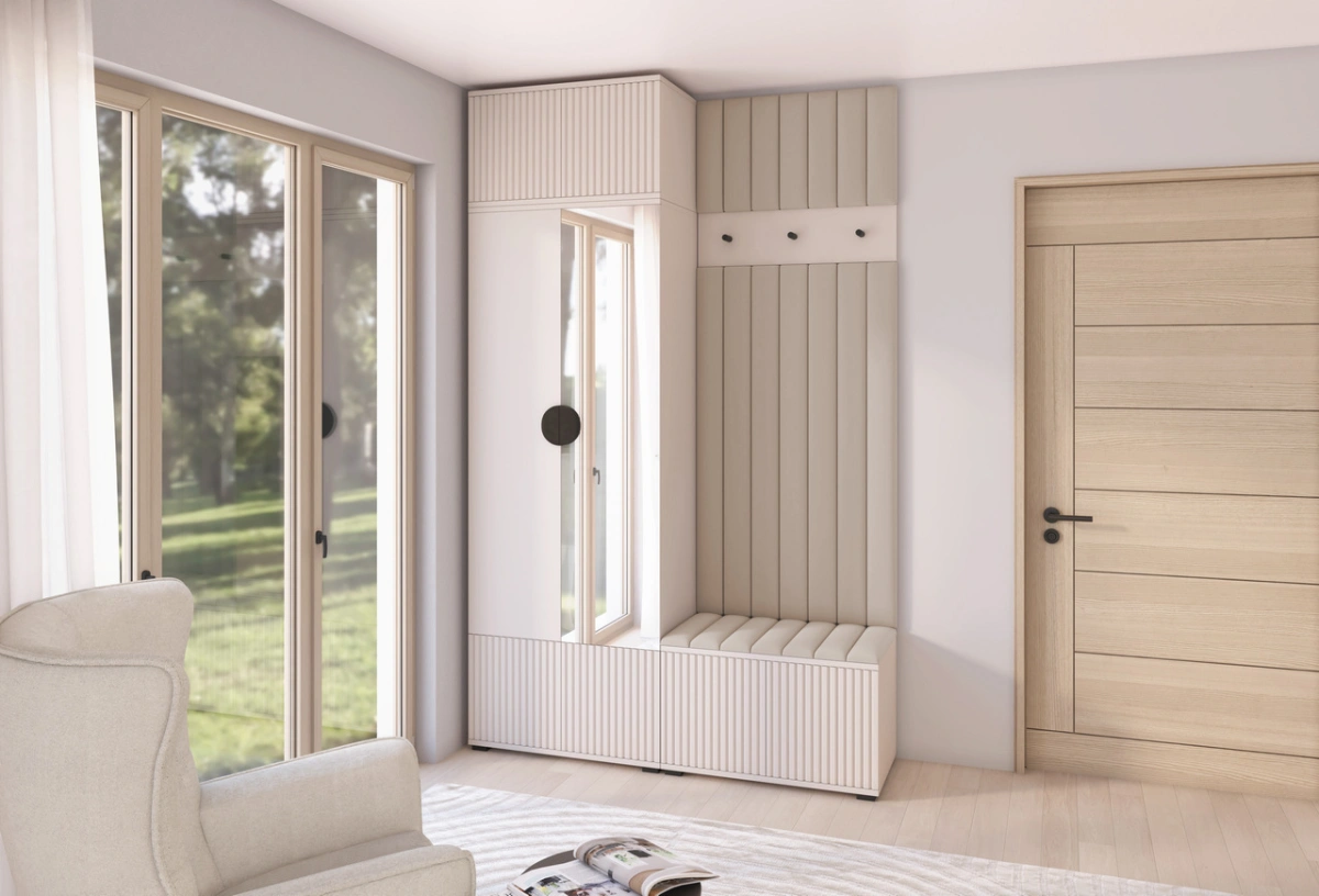 Romeo upholstered wardrobe with mirror and handles, version 4 - Image 2